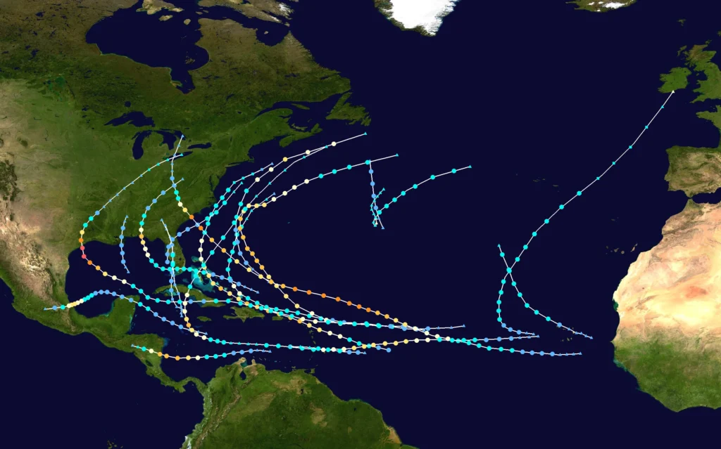 Wilmington hurricane tracks map: Atlantic storm paths and protection.