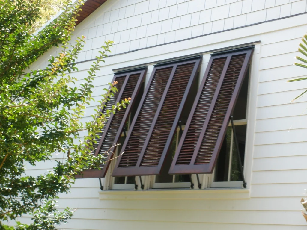 Dark louvered hurricane shutters, wilmington home - american hurricane shutters Roll-Down Shutters