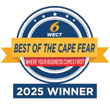 A blue and gold badge reads "WECT 6 Best of the Cape Fear, Where Your Business Comes First, 2025 Winner"—celebrating top choices in Wilmington and Myrtle Beach. in either North or South Carolina - American Hurricane Shutters A blue and gold badge reads "WECT 6 Best of the Cape Fear, Where Your Business Comes First, 2025 Winner"—celebrating top choices in Wilmington and Myrtle Beach. in either North or South Carolina