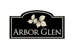 Arbor glen elegant leaf logo design - american hurricane shutters Arbor Glens sophisticated black and white leaf logo.