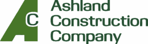 Ashland construction logo: wilmington nc hurricane shutters - american hurricane shutters Green Ashland Construction Company logo. Wilmington hurricane shutters.