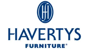 Havertys furniture official brand logo - american hurricane shutters Havertys Furniture corporate logo in classic dark blue.