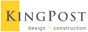 Modern kingpost builder construction logo - american hurricane shutters Kingpost constructioncompany logo, modern yellow and black design.