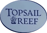 Elegant oval Topsail Reef logo with marine coral.