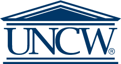 Uncw wilmington logo: coastal protection & excellence - american hurricane shutters UNCW Wilmington university logo featuring classical academic architecture.