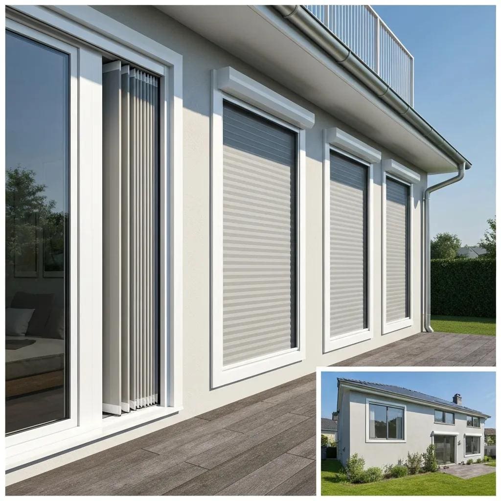 Accordion shutters on a modern home, highlighting their design and noise reduction capabilities