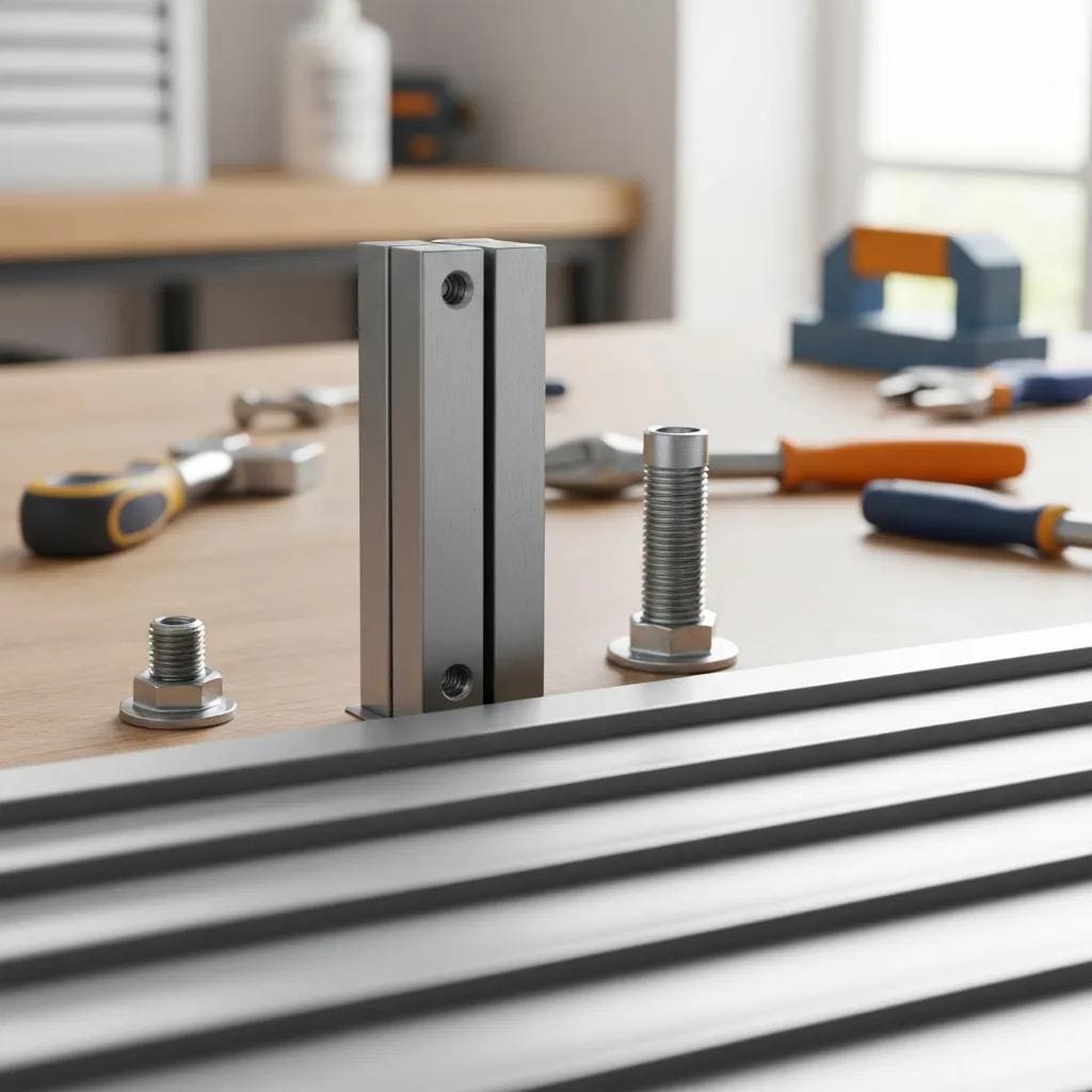 Close-up detail of an accordion shutter showing robust materials and smooth track