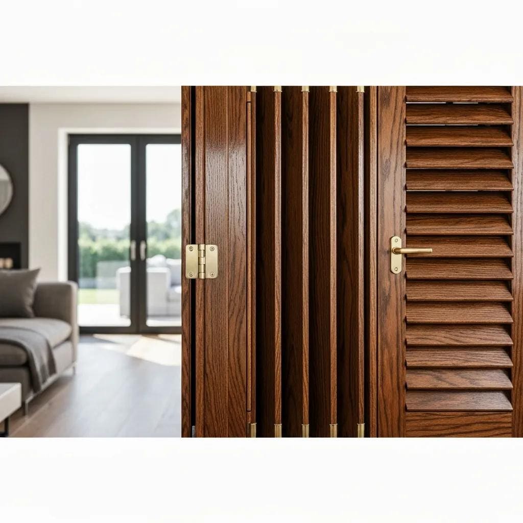 Close-up-of-durable-accordion-shutters-made-from-aluminum-and-stainless-steel-highlighting-quality-materials-54be8f48-2f13-41fe-8dcc-eec75a14d211webp - american hurricane shutters Close-up view of aluminum accordion shutters with stainless-steel hardware showing durable construction