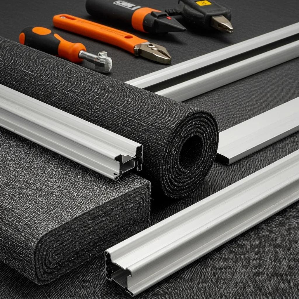 Close-up-of-hurricane-screen-materials-showcasing-kevlar-fabric-and-aluminum-tracks-for-durability-a1519c6f-ebdc-4ad6-b581-9cb97a7244e4webp - american hurricane shutters Close-up of hurricane screen materials, showcasing Kevlar fabric and aluminum tracks for durability