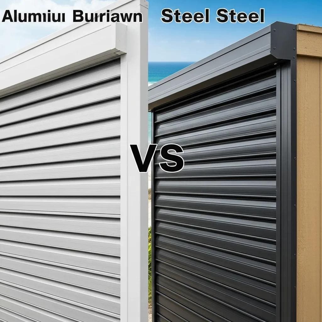 Comparison-of-aluminum-and-steel-roll-down-hurricane-shutters-in-a-coastal-setting-highlighting-their-material-differences-6154b608-ebc4-4ba9-8696-d4efe021e74cwebp - american hurricane shutters Comparison of aluminum and steel roll-down hurricane shutters in a coastal setting, highlighting their material differences