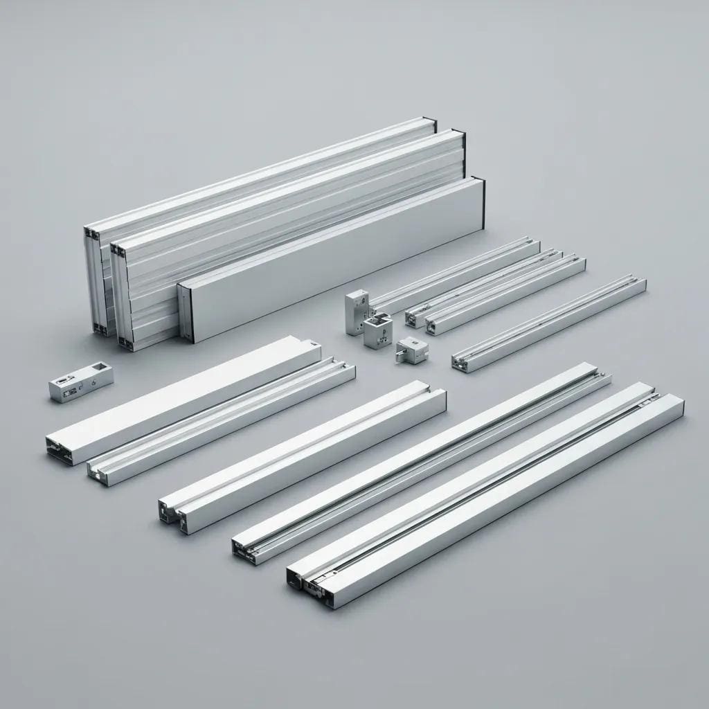 Accordion shutter parts: aluminum panels, tracks, and locking hardware