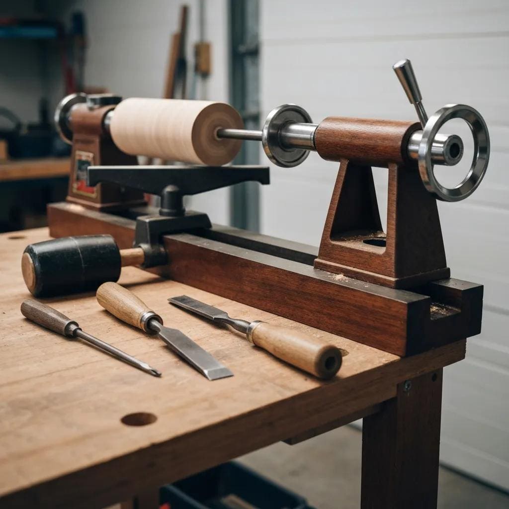 Essential-tools-and-materials-for-roll-down-hurricane-shutter-installation-including-hammer-drill-and-marine-grade-aluminum-2ed869d1-a512-4291-b709-d87422c1b935webp - american hurricane shutters Hammer drill, level, and marine-grade aluminum shutter components on a workbench