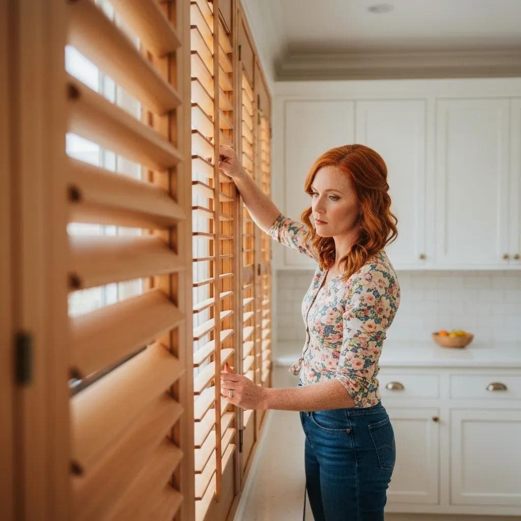 Layout of essential tools used for installing accordion shutters, ready on a workbench