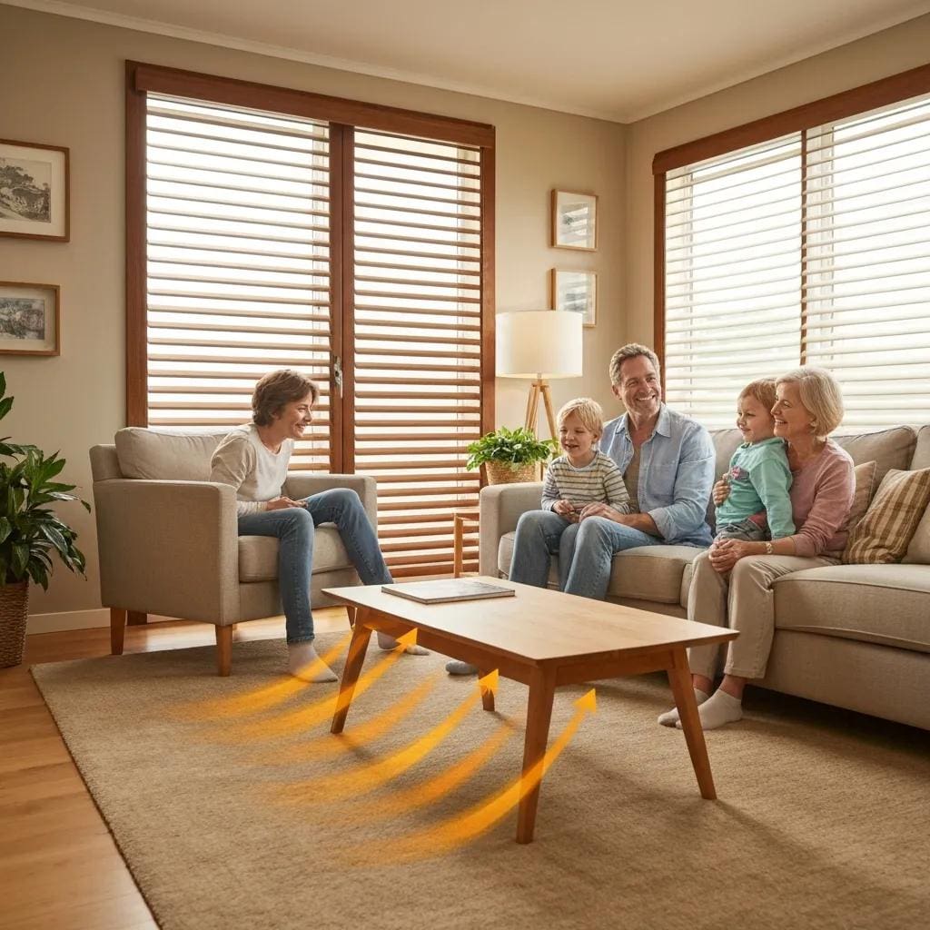 Family enjoying a quiet, comfortable home with accordion shutters closed