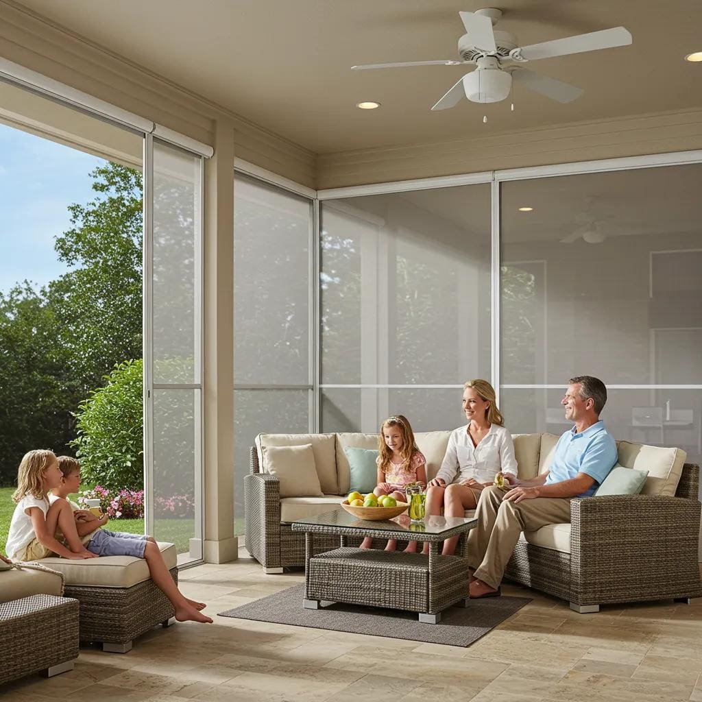 Family-enjoying-a-safe-and-comfortable-home-with-hurricane-screens-highlighting-benefits-a14f48c7-314c-46c7-8748-58fb9f51837fwebp - american hurricane shutters Family enjoying a safe and comfortable home with hurricane screens, highlighting benefits