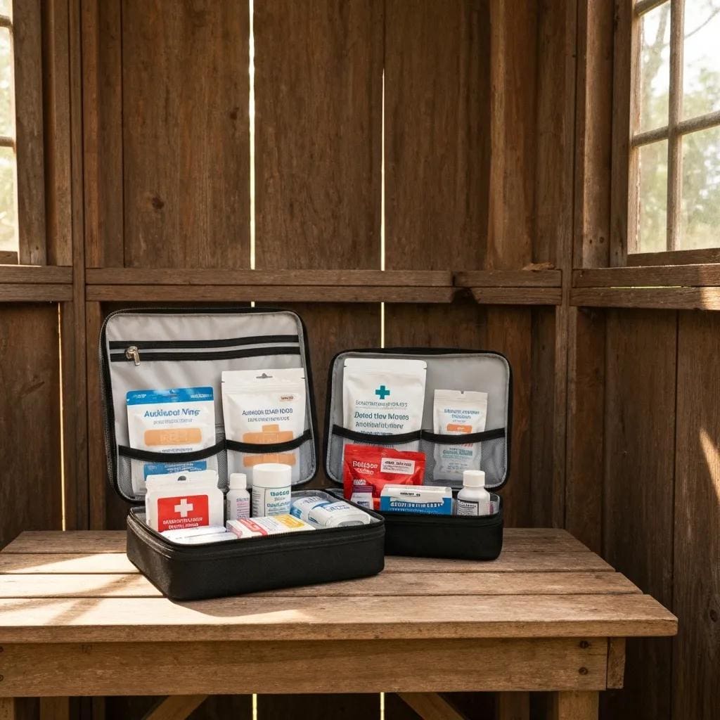 First aid supplies neatly arranged for emergency preparedness