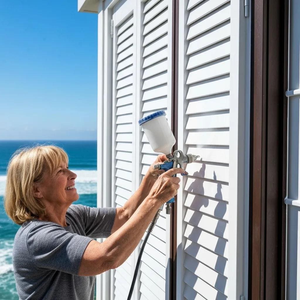 Homeowner-deploying-accordion-shutters-for-storm-protection-in-a-coastal-setting-c4ca088e-e497-4f1b-a5ec-de7422fc48fdwebp - american hurricane shutters Owner sliding accordion shutters into place on a coastal house