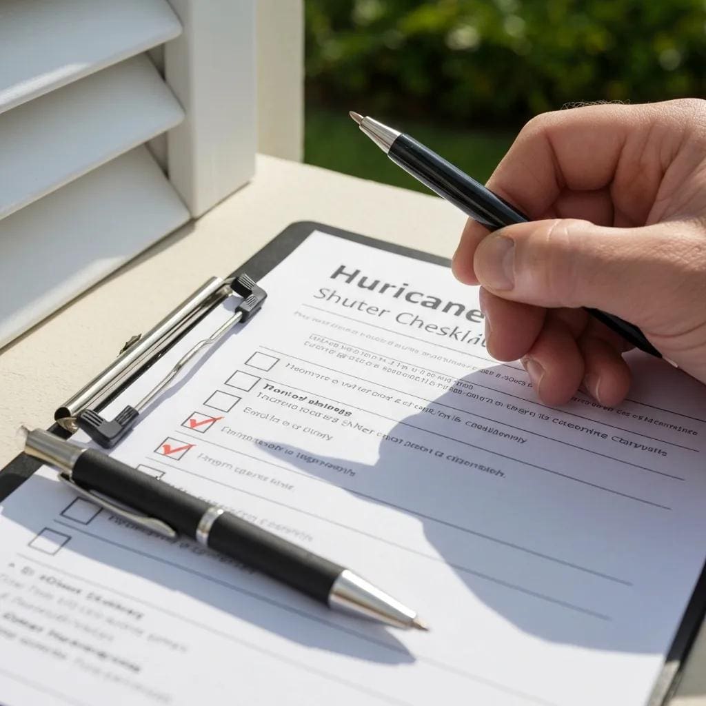 Person filling out a hurricane shutter inspection checklist—practical, repeatable steps