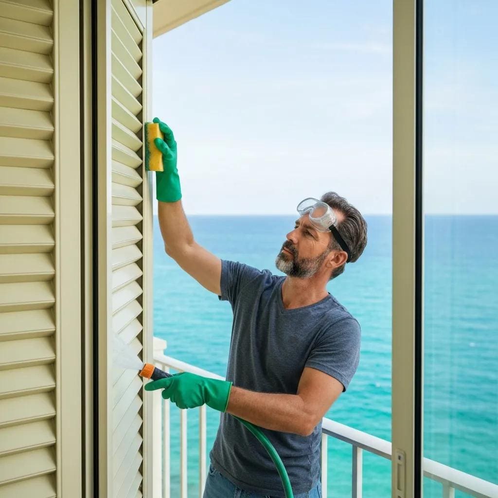 Homeowner-performing-maintenance-on-accordion-shutters-highlighting-seasonal-care-and-inspection-4ed3c913-bbfb-4fb4-8bb8-defef337742dwebp - american hurricane shutters Homeowner performing seasonal maintenance on accordion shutters
