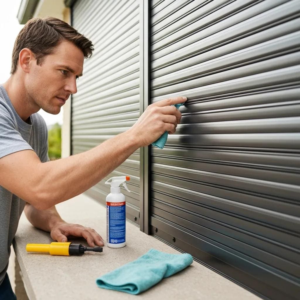Homeowner-performing-maintenance-on-roll-down-shutters-inspecting-tracks-and-slats-735f34f9-a399-47d0-86bf-1552da549c4cwebp - american hurricane shutters Homeowner inspecting roll down shutter tracks and slats during routine maintenance