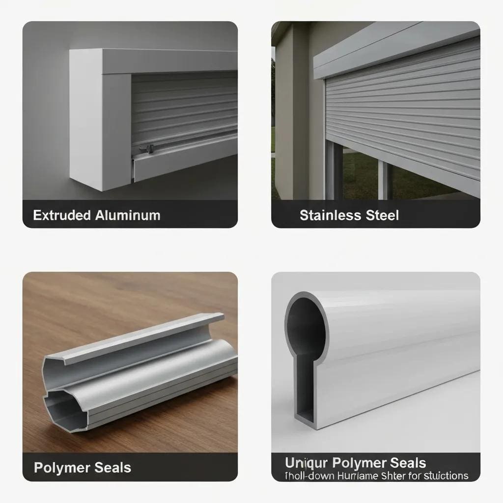 Aluminum slats and corrosion‑resistant fasteners used in roll‑down shutters