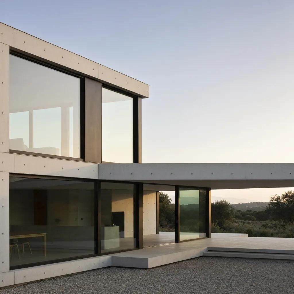 Modern home with accordion shutters partially open, showcasing protection and aesthetic appeal