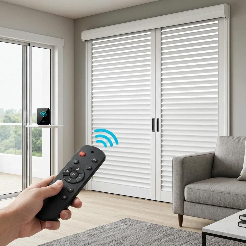 Modern-living-room-with-motorized-hurricane-shutters-closing-automatically-using-smart-home-technology-989480db-b664-426e-9f87-fd435d7d23c0webp - american hurricane shutters Living room with motorized hurricane shutters closing automatically via smart‑home controls