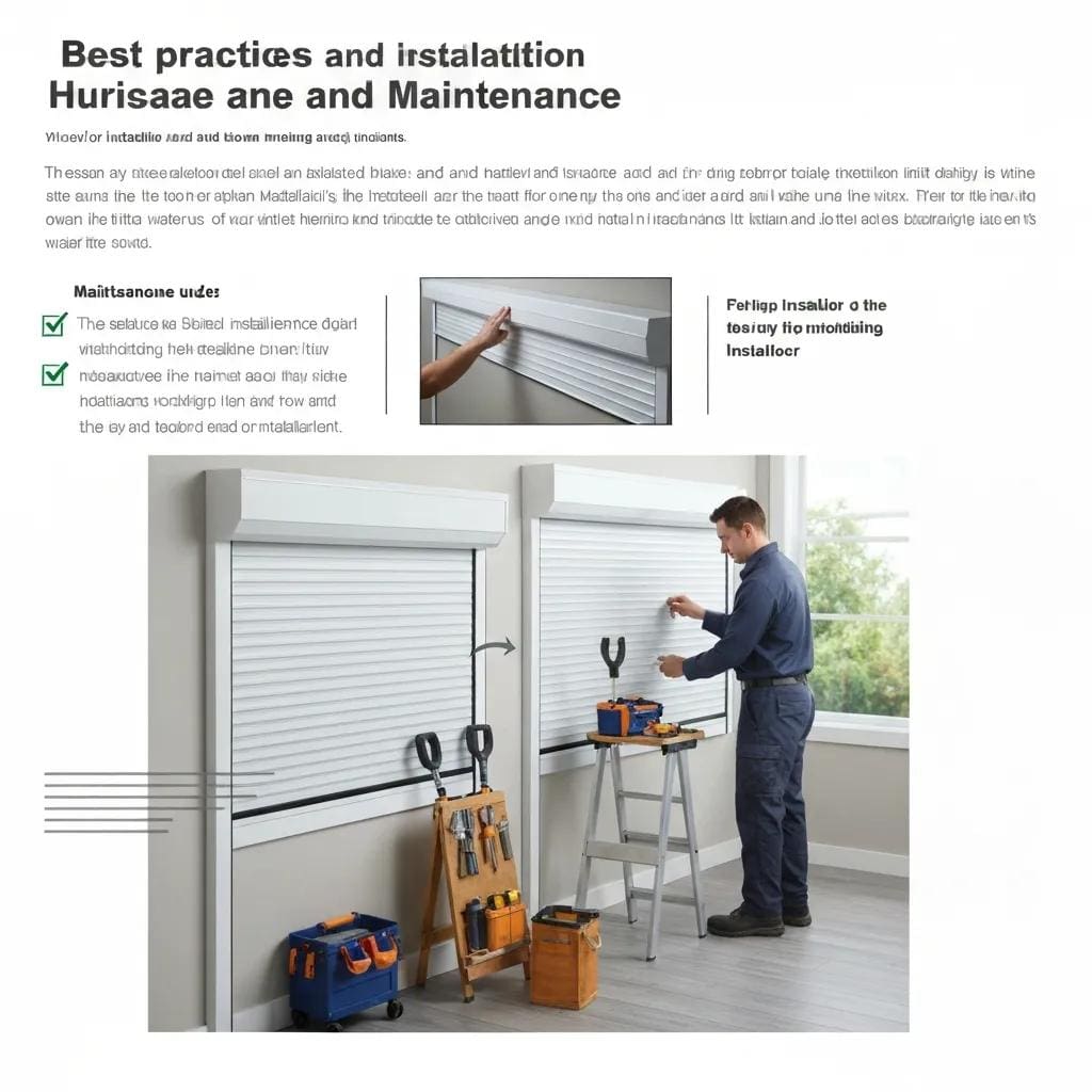 Certified installer showing proper roll‑down shutter installation and maintenance steps