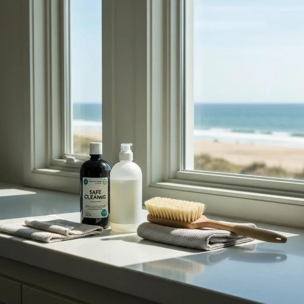 Safe cleaning solutions and tools for accordion shutters &mdash; recommended supplies for routine maintenance