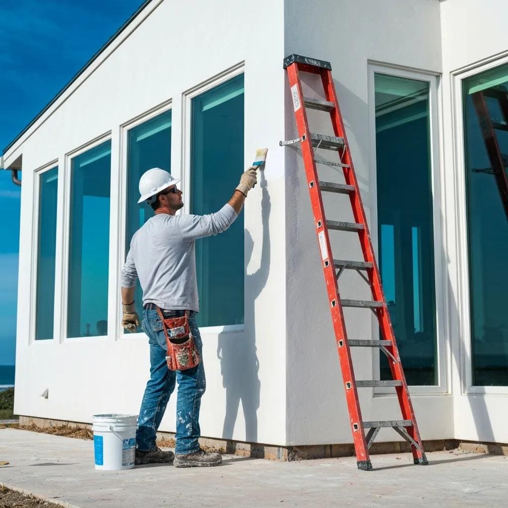 Technician installing accordion shutters on a coastal home — demonstrating professional installation steps