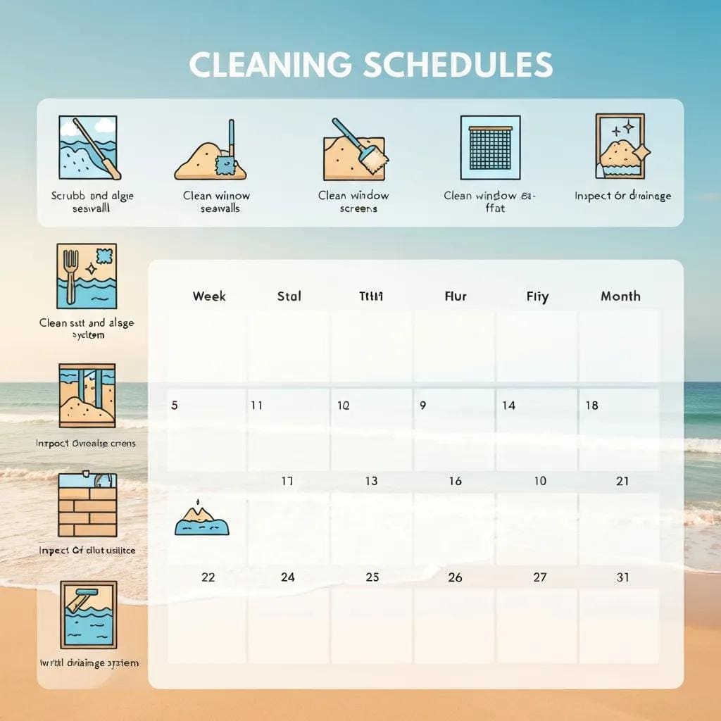 Visual checklist for cleaning schedule of accordion shutters in coastal areas